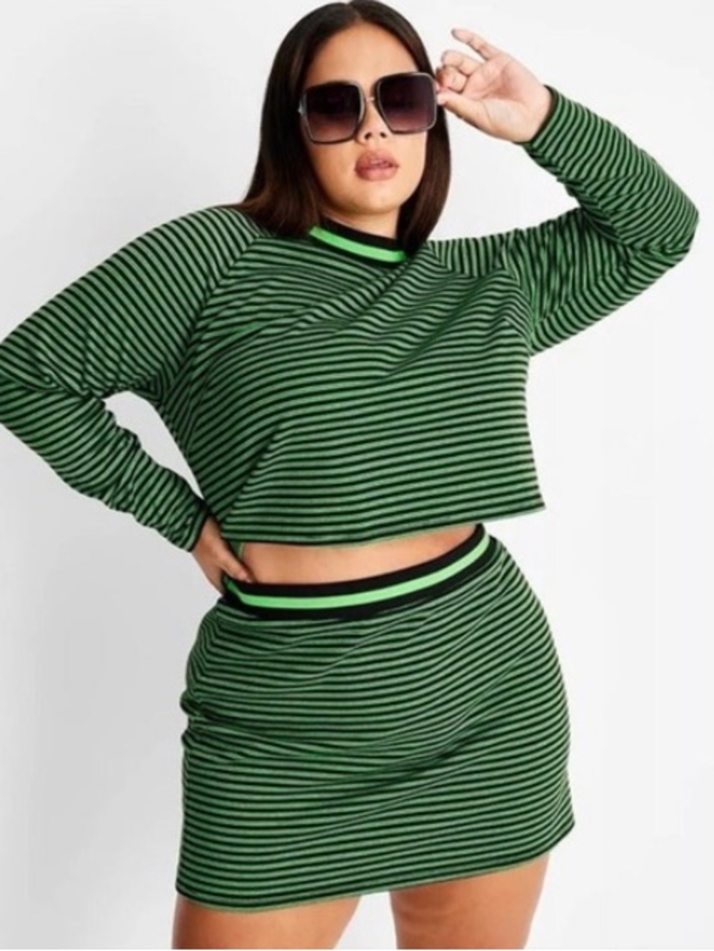 NWT KBB x Target Striped Long Sleeve Cropped T-Shirt and Knit Mini Skirt
